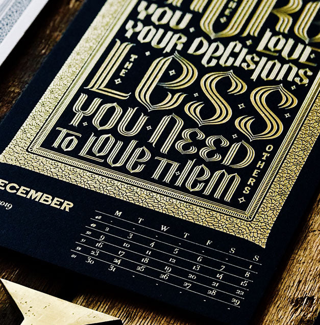 2019 letterpress calendar Artist's proof 12 - hot foil - MR CUP 2019 letterpress calendar Artist's proof 12 - hot foil - MR CUP