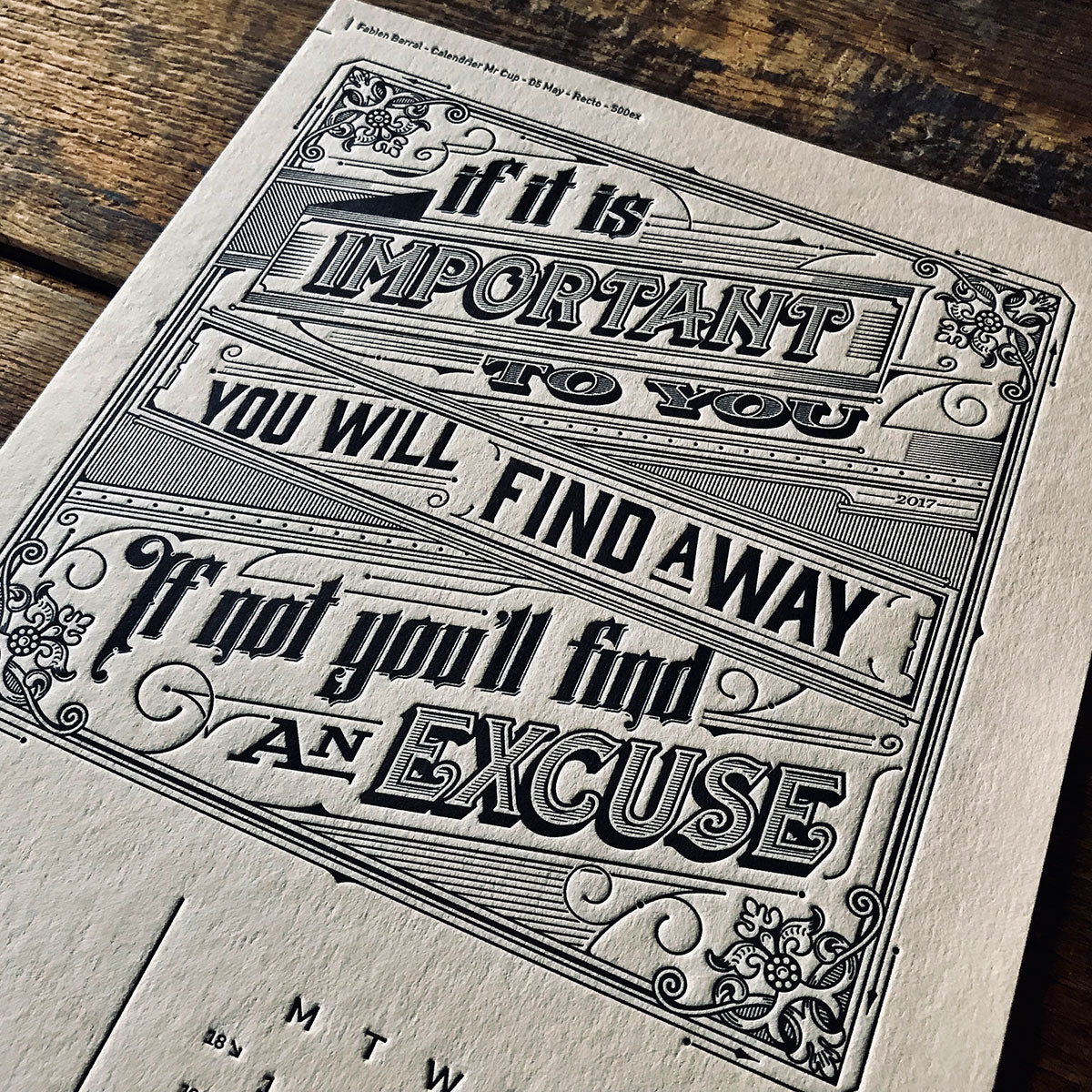 2017 letterpress calendar Artist's proof 05 - MR CUP 2017 letterpress calendar Artist's proof 05 - MR CUP