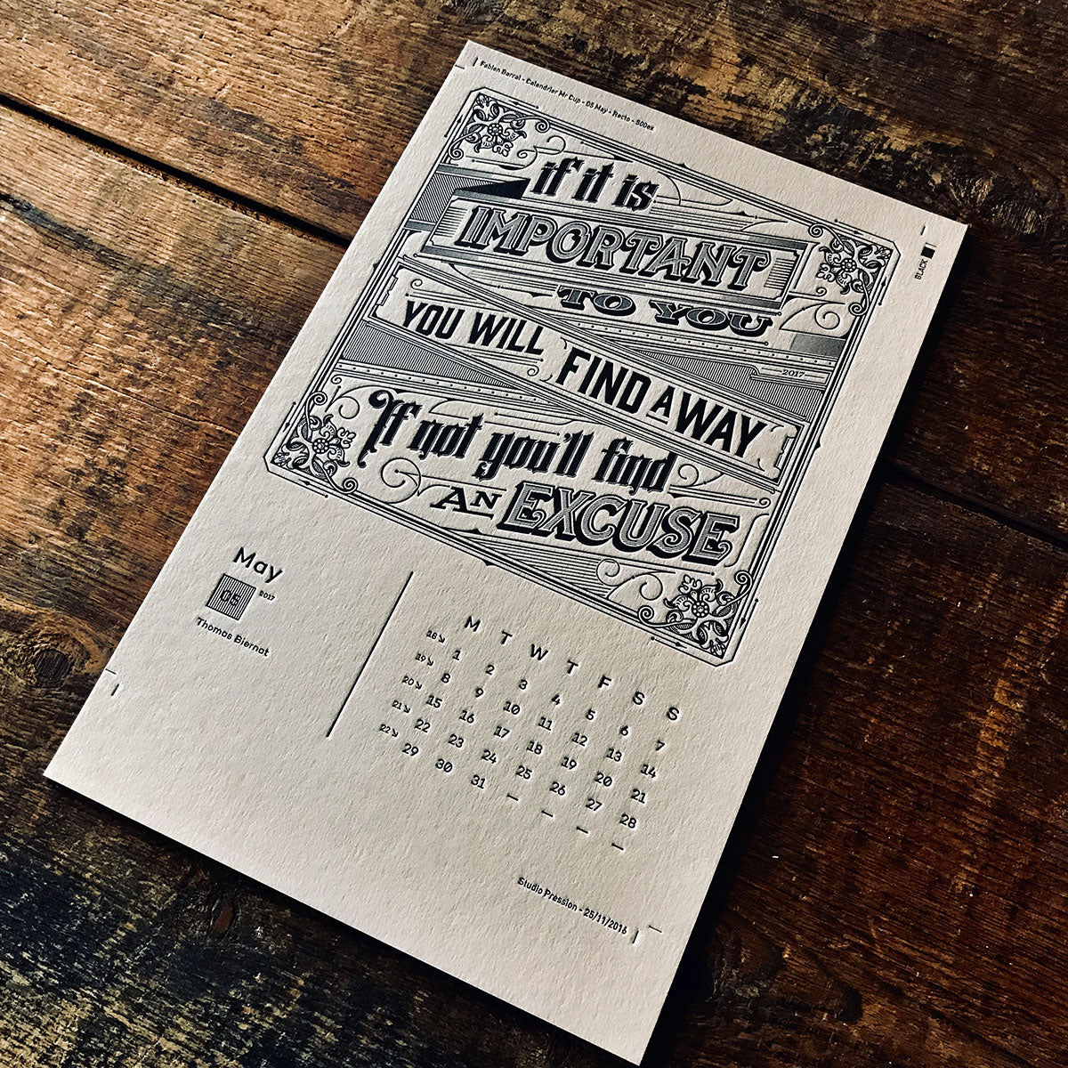 2017 letterpress calendar Artist's proof 05 - MR CUP 2017 letterpress calendar Artist's proof 05 - MR CUP