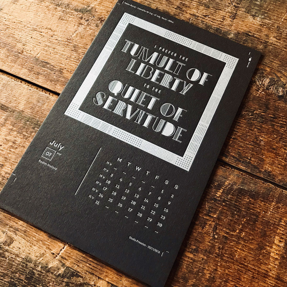 2017 letterpress calendar Artist's proof 07 - MR CUP 2017 letterpress calendar Artist's proof 07 - MR CUP