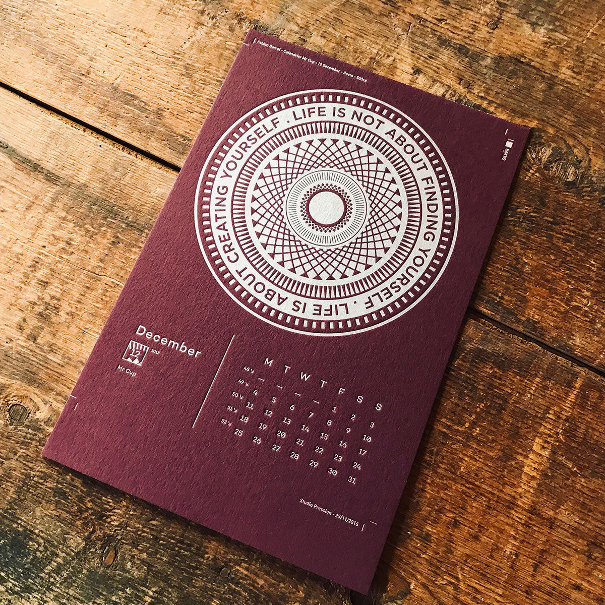 2017 letterpress calendar Artist's proof 12 - MR CUP 2017 letterpress calendar Artist's proof 12 - MR CUP