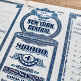 The New York Central Share Certificate - 1920s