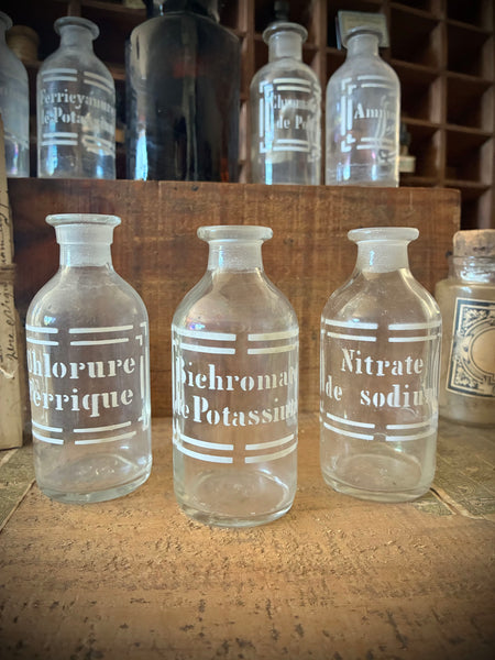 Three antique blown-glass pharmacy bottles, 19th early 20th centuries. LOT N°6