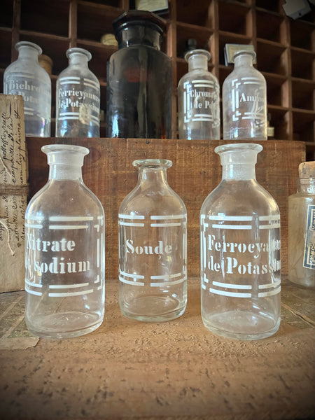 Three antique blown-glass pharmacy bottles, 19th early 20th centuries. LOT N°7