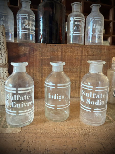 Three antique blown-glass pharmacy bottles, 19th early 20th centuries. LOT N°9