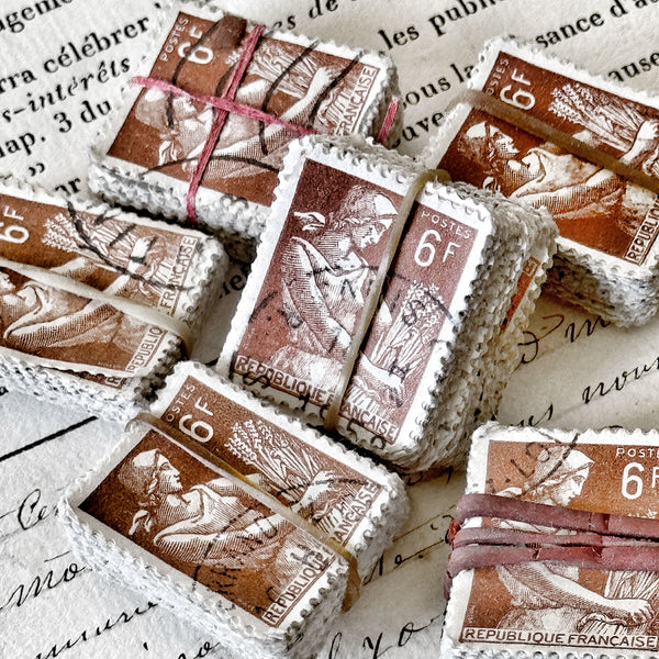 100 Identical French Stamps - BROWN (2803-D7)