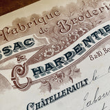 Montussac & Charpentier letterhead and check
