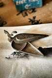 Antique Indian Inkwell – Teardrop Form with Feather Engraving Bird - IND 13