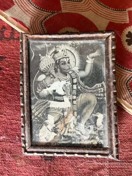 Tin framed Antique Devotional Print of Hanuman - IND 44