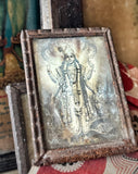 Tin-Framed Antique Devotional Print of Vishnu Icon - IND 46